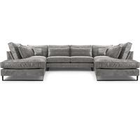 Canapé d'angle moderne CORBLACK Autoportant, Avec ressorts ondulés, Coussins de dossier et pieds métalliques noirs élégants, Canapé-salon Pour s'asseoir, 103x407x224 cm Frêne
