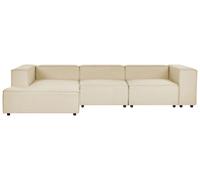 Canapé d'Angle Moderne Côté Droit 3 Places Modulable en Lin Beige Aprica
