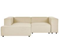 Canapé d'Angle Moderne Côté Droite 2 Places Modulable en Lin Beige Aprica