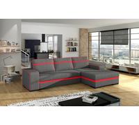 Canapé d'angle moderne FINN avec fonction sommeil, grand espace de rangement et pieds en bois - Assise confortable avec ressorts Bonell en option - Idéal pour les espaces de vie contemporains 285x165x