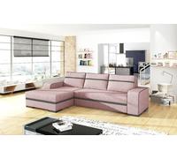 Canapé d'angle moderne FINN avec fonction sommeil, grand espace de rangement et pieds en bois - Assise confortable avec ressorts Bonell en option - Idéal pour les espaces de vie contemporains 285x165x