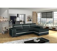Canapé d'angle moderne FINN avec fonction sommeil, grand espace de rangement et pieds en bois - Assise confortable avec ressorts Bonell en option - Idéal pour les espaces de vie contemporains 285x165x