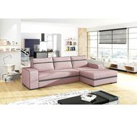 Canapé d'angle moderne FINN avec fonction sommeil, grand espace de rangement et pieds en bois - Assise confortable avec ressorts Bonell en option - Idéal pour les espaces de vie contemporains 285x165x