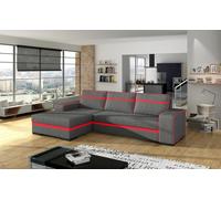 Canapé d'angle moderne FINN avec fonction sommeil, grand espace de rangement et pieds en bois - Assise confortable avec ressorts Bonell en option - Idéal pour les espaces de vie contemporains 285x165x