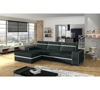 Canapé d'angle moderne FINN avec fonction sommeil, grand espace de rangement et pieds en bois - Assise confortable avec ressorts Bonell en option - Idéal pour les espaces de vie contemporains 285x165x