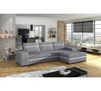 Canapé d'angle moderne FINN avec fonction sommeil, grand espace de rangement et pieds en bois - Assise confortable avec ressorts Bonell en option - Idéal pour les espaces de vie contemporains 285x165x