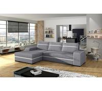Canapé d'angle moderne FINN avec fonction sommeil, grand espace de rangement et pieds en bois - Assise confortable avec ressorts Bonell en option - Idéal pour les espaces de vie contemporains 285x165x