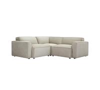 Canapé d'angle modulable 3 places en tissu effet velours texturé beige SPLIT