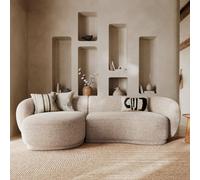 Canapé d'angle modulable 4 places en tissu beige chiné - nova