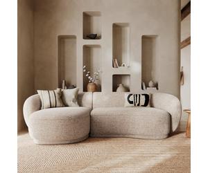 Canapé d'angle modulable 4 places en tissu beige chiné - nova