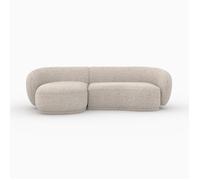 Canapé d'angle modulable 4 places en tissu beige chiné - Nova - Maison Pavane