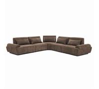 Canapé d'angle modulable 5 places dossier ajustable 340 cm chocolat Callisto Oviala