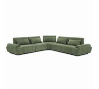 Canapé d'angle modulable 5 places dossier ajustable 340 cm vert Callisto Oviala