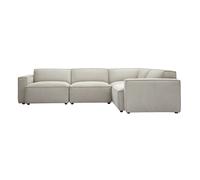 Canapé d'angle modulable 5 places en tissu effet velours texturé beige SPLIT