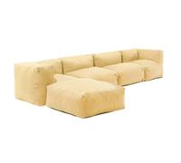 Canapé d'angle modulable 5 places jaune clair Mixi, Oviala