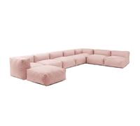 Canapé d'angle modulable 8 places rose poudré Mixi, Oviala