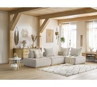 Canapé d'angle modulable ELISA avec 2 chauffeuses 1 place et 1 chauffeuse 2 places beige réversible BOBOCHIC 4 places Réversible Beige