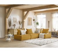 Canapé d'angle modulable ELISA avec 2 chauffeuses 1 place et 1 chauffeuse 2 places jaune réversible BOBOCHIC 4 places Réversible Jaune