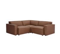 Canapé d'angle modulable vintage 3 places en cuir marron SPLIT