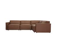 Canapé d'angle modulable vintage 5 places en cuir marron SPLIT