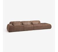 Canapé d'angle modulaire 3 pièces avec méridienne droite en chenille emballé sous vide Merida