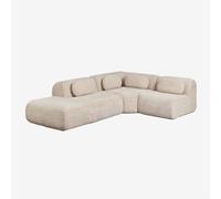 Canapé d'angle modulaire 3 pièces avec méridienne gauche en chenille emballé sous vide Merida