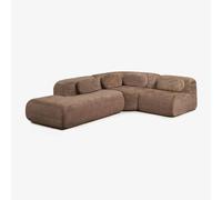 Canapé d'angle modulaire 3 pièces avec méridienne gauche en chenille emballé sous vide Merida