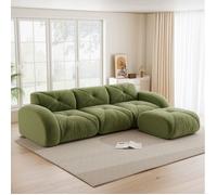 Canapé d'angle modulaire 3 places en chenille, avec pouf, mousse 32D, sans montage, charge 750 kg, vert - UVRION