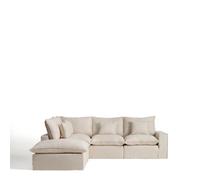Canapé d'angle modulaire 4 places Anarela avec housse amovible en lin et viscose