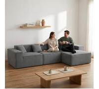 Canapé d'angle modulaire - Convertible en canapé-lit - 279 cm - Velours côtelé - Siège profond - Sans montage