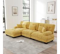 Canapé d'Angle Modulaire en Chenille, Salon, Jaune, 313x145x81 cm