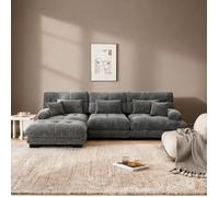 Canapé d'angle modulaire grand format avec ottoman, revêtement chenille cool gray, 2 à 3 places, profond et moelleux