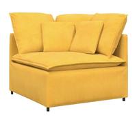 Canapé d'angle modulaire jaune clair avec coussin en velours côtelé 100 x 100 x 64 cm Cadre en métal flexible comme élément de fixation pour salon salon avec assise et dossier confortables