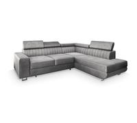 Canapé d'angle NOLA, Canape Convertible - Droit - Angle - 4 places - 253x190x88 cm - Tissu velours MONOLITH 84 - Gris