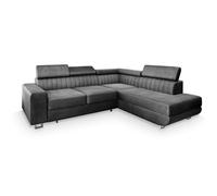 Canapé d'angle NOLA R-S MONOLITH 85, Gris, velours, Canape convertible avec fonction de couchage