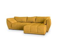 Canapé d'angle ORENTI Canape Convertible - Droit - Angle - 4 places - 287x182x83 cm - Tissu velours MATT VELVET 48 - Jaune