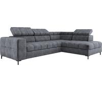 Canapé d'angle PABLO 279x201 cm avec coffre de lit, fonction sommeil, appuie-tête réglables et pieds métalliques, recouvert de tissu CLOUD facile d'entretien, ressorts ondulés, mousse T30 à droite Lay