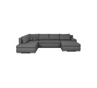 Canapé d'angle panoramique convertible - 7 places - INDIAN - Tissu 100% polyester - Gris - L360 x P228 cm