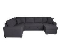 Canapé d'angle panoramique convertible réversible - Tissu Gris - L 313 x P 213 x H 90 cm - HAMILTON - Fabriqué en Ukraine Gris