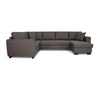 Canapé d'angle panoramique convertible réversible - Tissu Gris - L 313 x P 213 x H 90 cm - HAMILTON - Fabriqué en Ukraine Gris