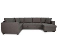 Canapé d'angle panoramique convertible réversible - Tissu Gris - L 313 x P 213 x H 90 cm - HAMILTON - Fabriqué en Ukraine