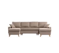 Canapé d'angle Panoramique MARIA SCANDINAVE Convertible - Beige
