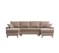 Canapé d'angle Panoramique MARIA SCANDINAVE Convertible - Beige
