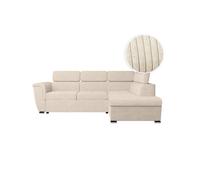 Canapé d'angle PAOLA convertible avec coffre en velours côtelé - Angle droit - Beige