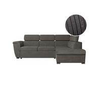 Canapé d'angle PAOLA convertible avec coffre en velours côtelé - Angle droit - Gris