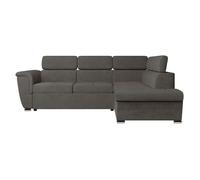 Canapé d'angle PAOLA convertible avec coffre en velours côtelé - Angle droit - Gris