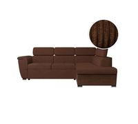 Canapé d'angle PAOLA convertible avec coffre en velours côtelé - Angle droit - Marron