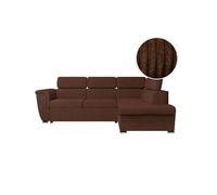 Canapé d'angle PAOLA convertible avec coffre en velours côtelé - Angle droit - Marron