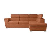 Canapé d'angle PAOLA convertible avec coffre en velours côtelé - Angle droit - Terracotta