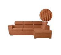 Canapé d'angle PAOLA convertible avec coffre en velours côtelé - Angle droit - Terracotta